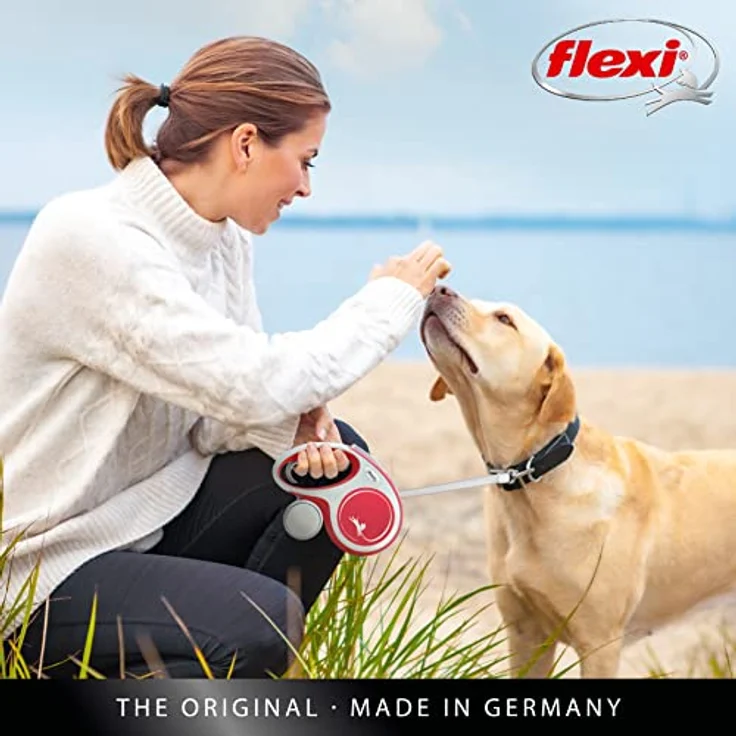 flexi Flexileine New COMFORT Gurt rot, Hundeleine mit Kurzhub-Bremssystem und verchromtem Haken – Bild 7