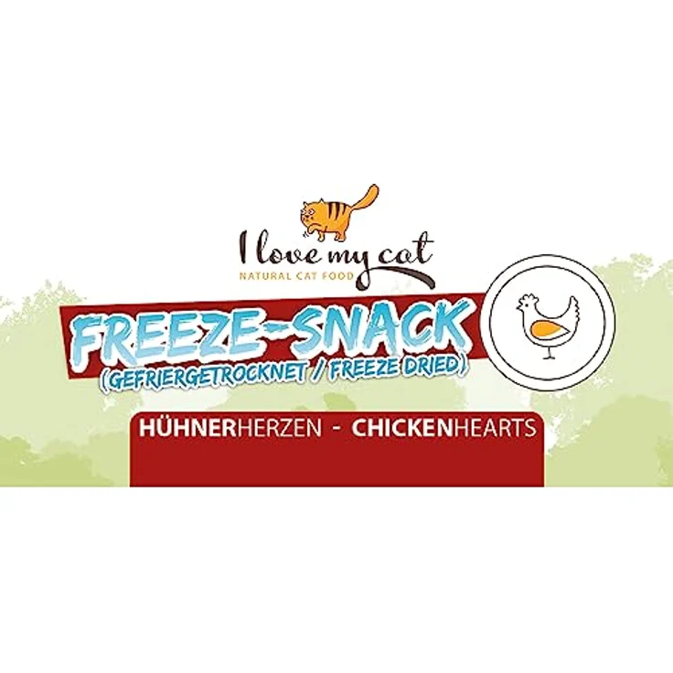 I Love My Cat Freeze-Snacks mit Hühnerherzen, gefriergetrocknet, kohlenhydratarm, ohne künstliche Zusatzstoffe, 25 g – Bild 2