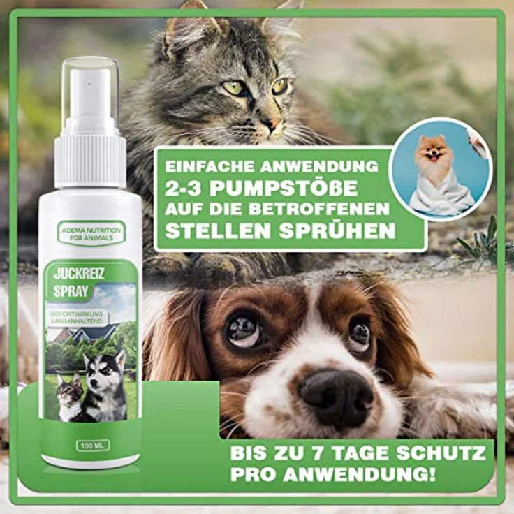 Adema Nutrition® Juckreiz Spray für Hunde und Katzen, Sofortwirkung gegen Entzündungen, 100 ml – Bild 5