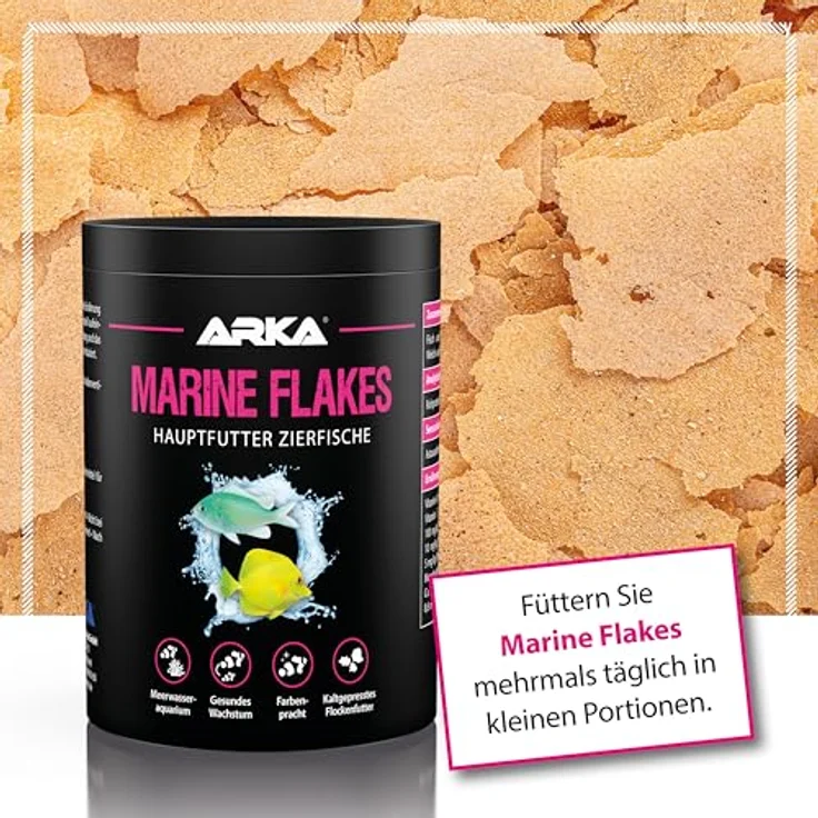 ARKA Marine Flakes, Meerwasserfische Futter 1000 ml / 100 g, kaltgepresstes Hauptfutter für Farbenpracht, Wachstum und Gesundheit – Bild 5