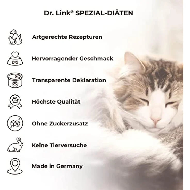 Dr. Link Spezial-Diät Katzenfutter für die Leber, Proteinquelle Huhn & Rind, 12x85g Schalen, Unterstützung der Leberfunktion & Stoffwechsel – Bild 5