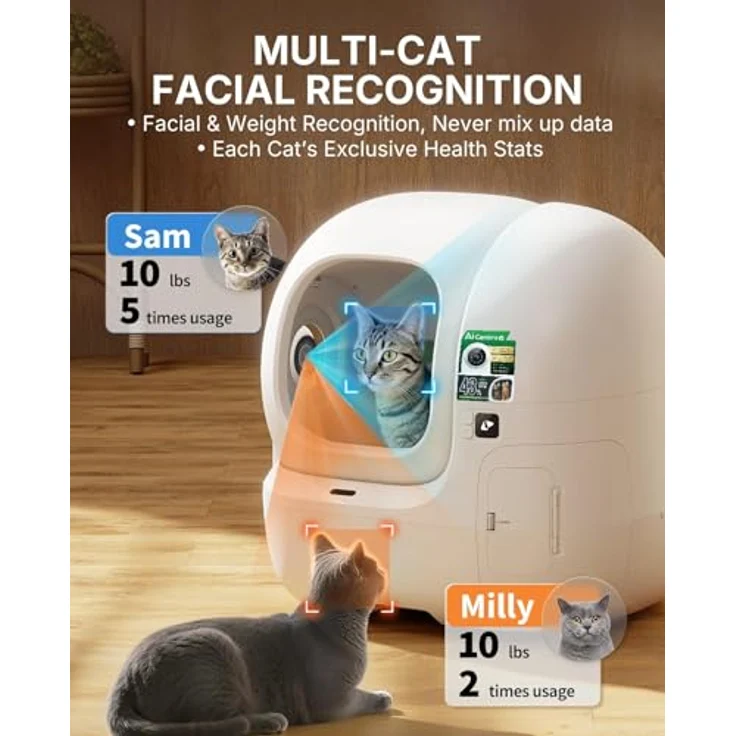 PETKIT Purobot Max Pro 2, Selbstreinigende Katzentoilette mit AI-Kamera, 210° Weitwinkelobjektiv, 5G WiFi App-Steuerung, 8L Mülleimer, ultra leise, antibakterielles Design – Bild 4