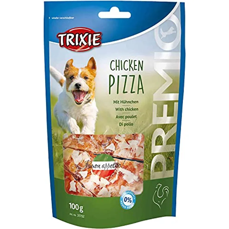 TRIXIE Premio Chicken Pizza Hundesnack, 100 g - Fettarm, ohne Zuckerzusatz, ideale Trainingsbelohnung für Hunde