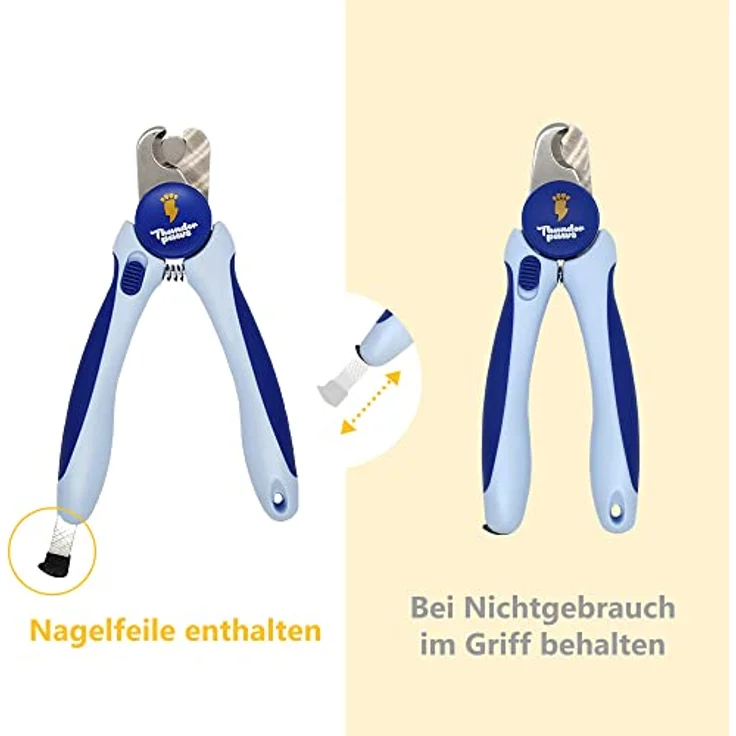Thunderpaws Professionelle Krallenschere für Hunde, Edelstahlklingen, Sicherheitsschloss und Nagelfeile, Mittel bis Groß, Blau – Bild 3