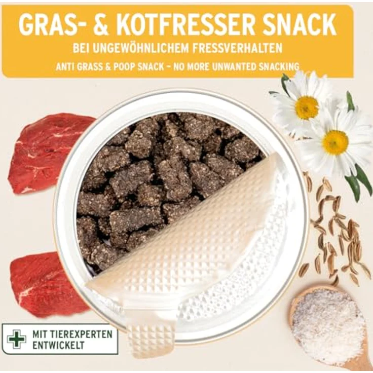 AniForte Gras- & Kotfresser Snack 300g für Hunde – beruhigt den Magen, mit Heilerde, Ulmenrinde, Flohsamen & Präbiotika, 100% natürlich – Bild 2