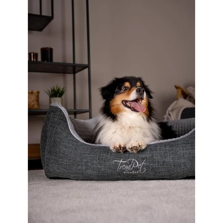 TrendPet VitaBed grau, Orthopädisches Premium Hundebett mit 5 cm Memoryschaum Matratze, waschbarer Bezug (100x90cm) – Bild 3