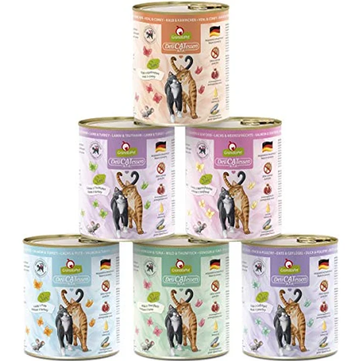 GranataPet DeliCatessen, Nassfutter für Katzen, 6 x 800g, ohne Getreide & Zuckerzusätze, hohe Fleischanteil, mit Granatapfelkernen und Grünlippmuschel – Bild 1