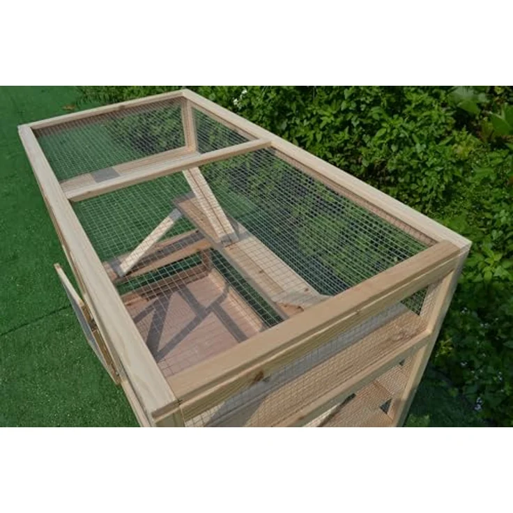 Mucola Freilaufgehege 120x60x90cm, robuster Holz Kaninchenstall, aufklappbar, ideal für Kleintiere – Bild 3