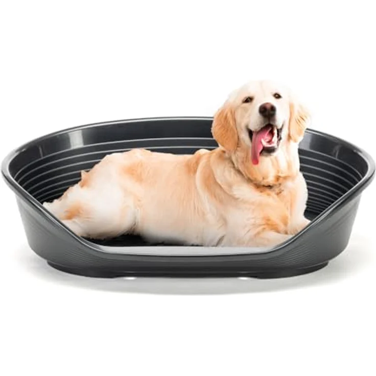 Ferplast Siesta Deluxe Hundebett, Kunststoff-Hundebett Extra Large, waschbar, atmungsaktiv, rutschfest, 100 x 65 x h 33,5 cm, Schwarz – Bild 1