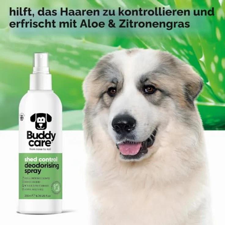 Buddycare Desodorierungsspray für Hunde, Aloe Vera und Zitronengras, pH-neutrale Formel mit Pro-Vitamin B5, 200 ml – Bild 3