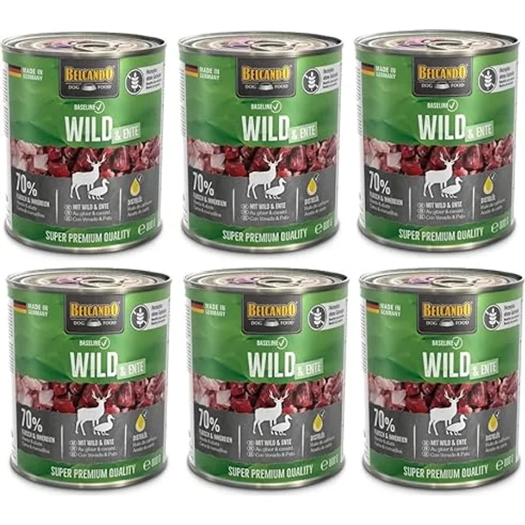 Belcando Baseline Wild & Ente, getreidefreies Hundefutter, 6 x 800 g Packung