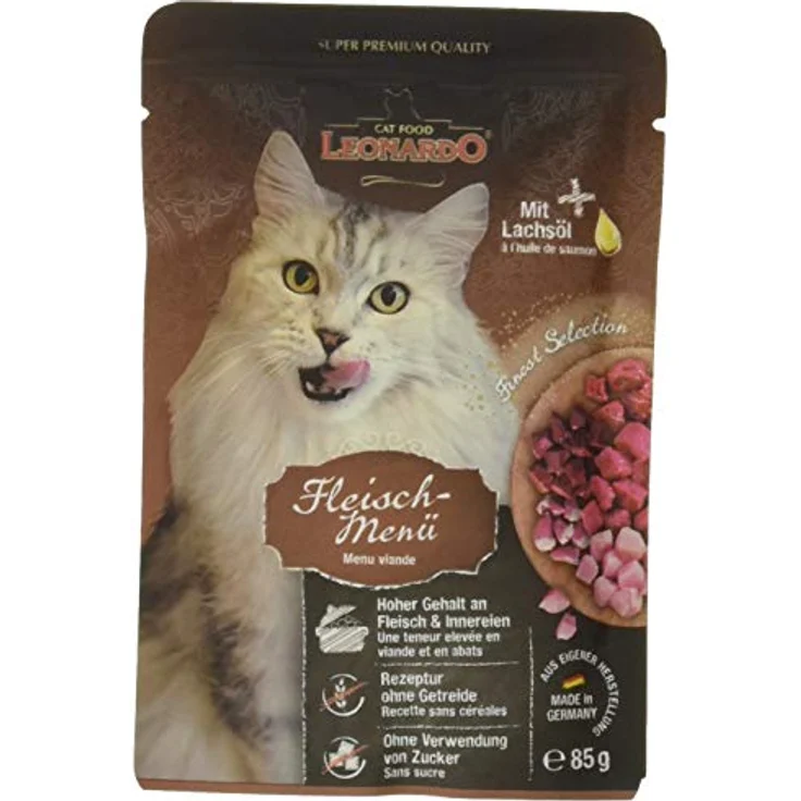 Leonardo Finest Selection Fleischmenü, Katzen-Nassfutter in praktischen Einzelportionen, 16x85g – Bild 1