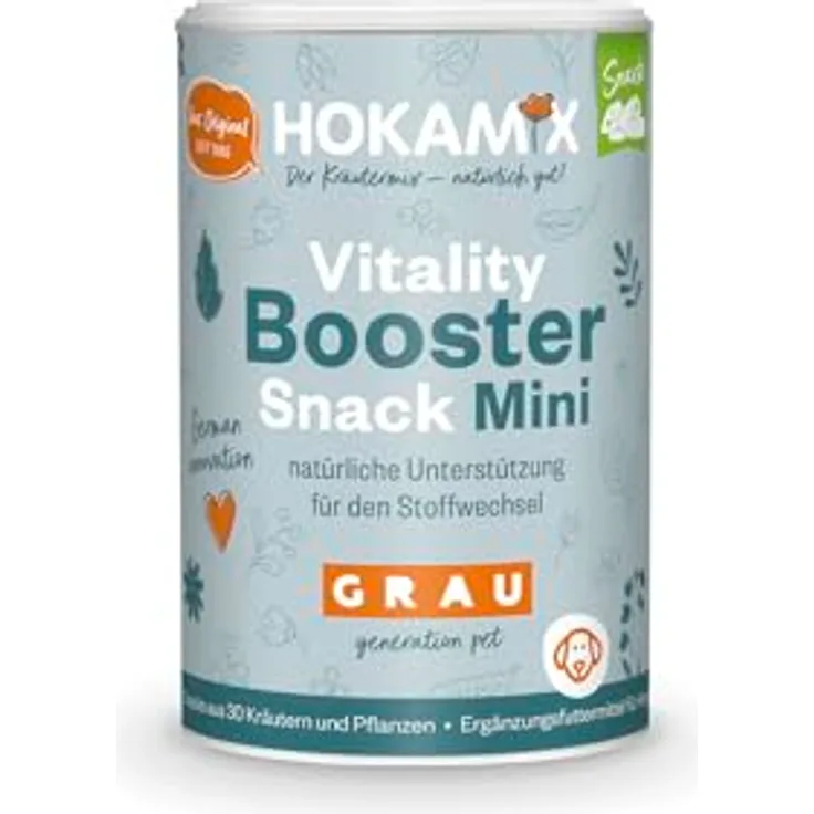 GRAU Hokamix Vitality Booster Snack Mini, Ergänzungsfuttermittel für Hunde, 150g, mit 30 natürlichen Kräutern, ideal für Training und tägliche Belohnung