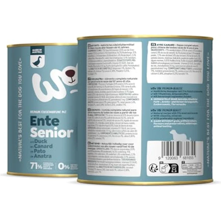 WOW Senior Ente, Hunde-Nassfutter mit frischem Ente und Gemüse, 6 x 800 g – Bild 2