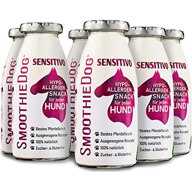 SmoothieDog Hunde Smoothie Sensitivo (Pferd), Hypoallergen, Zucker- & glutenfrei, 6er Pack, je 250ml – Bild 1