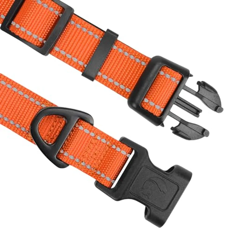 Joytale Hundehalsband M, Gepolstert aus Neopren Nylon, Verstellbar, Reflektierend, Orange – Bild 3