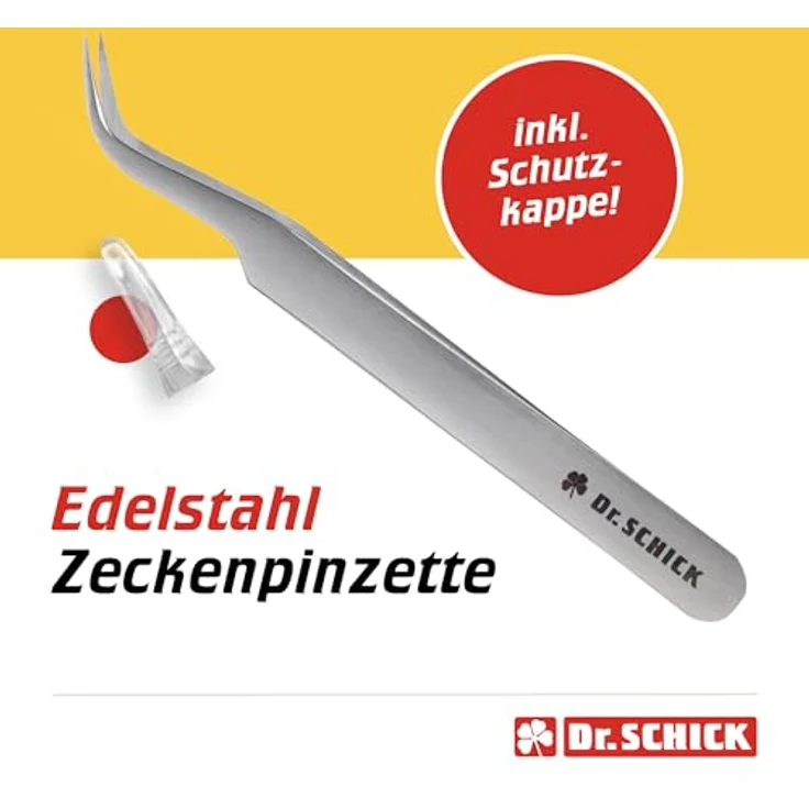 Dr. SCHICK Zeckenpinzette, Edelstahl mit abgewinkelten Spitzen, präzise Zeckenentfernung für Menschen und Tiere – Bild 2