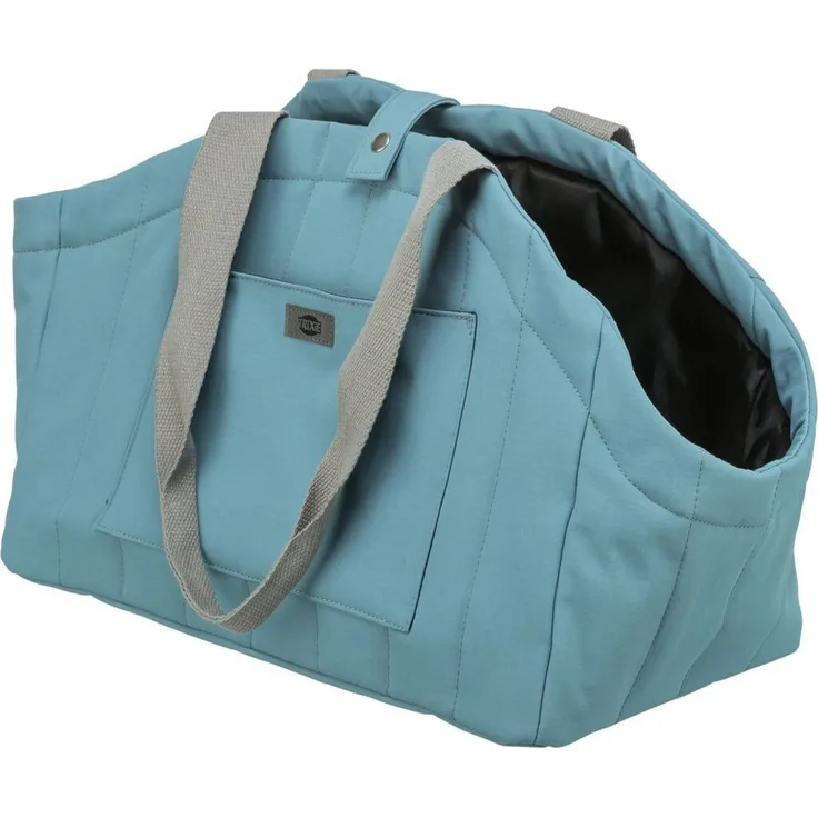 TRIXIE Tiertransporttasche Tasche Elias, hellblau, Kunststoff, 22 × 29 × 40 cm, mit integrierter Kurzleine für Hunde