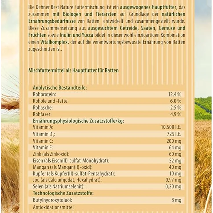 Dehner Best Nature Nagerfutter Adult, Rattenfutter mit 25+ Zutaten, 100% natürliche Zusammensetzung, 2 kg – Bild 3