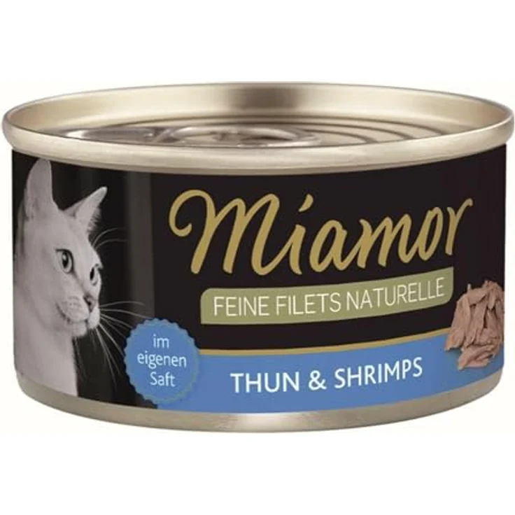 Miamor Feine Filets Naturelle, Sparpaket mit 24 x 80 g Thunfisch & Shrimps, Ergänzungsfuttermittel für Katzen, leicht verdaulich, geringer Fettgehalt – Bild 2