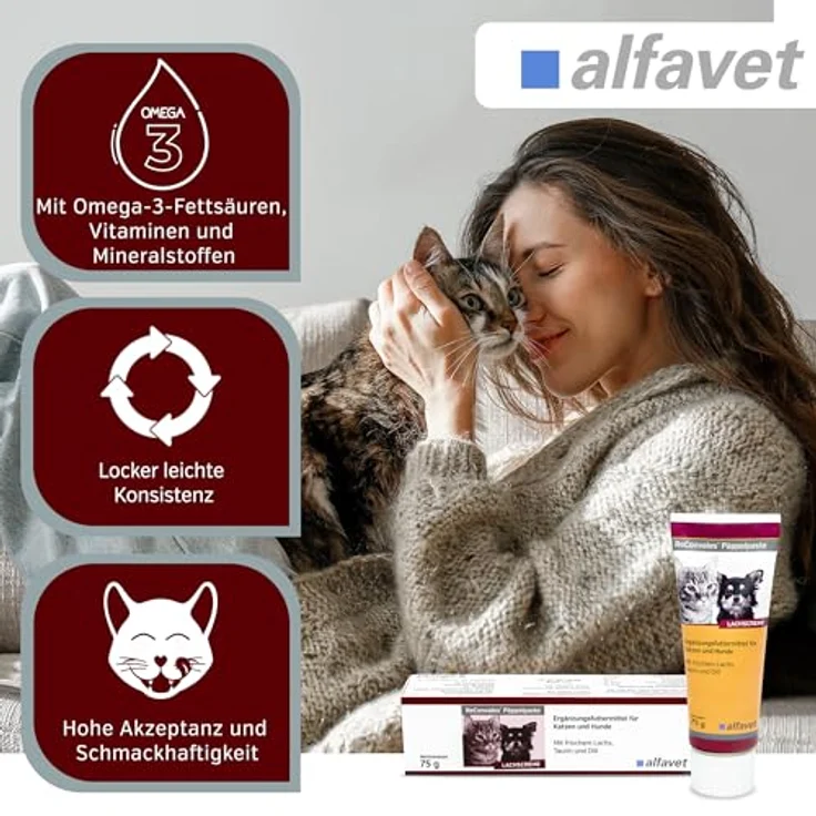 Alfavet ReConvales Päppelpaste Ergänzungsfuttermittel für kleine Hunde und Katzen, hohe Energie für Untergewicht, Tube 75g – Bild 3