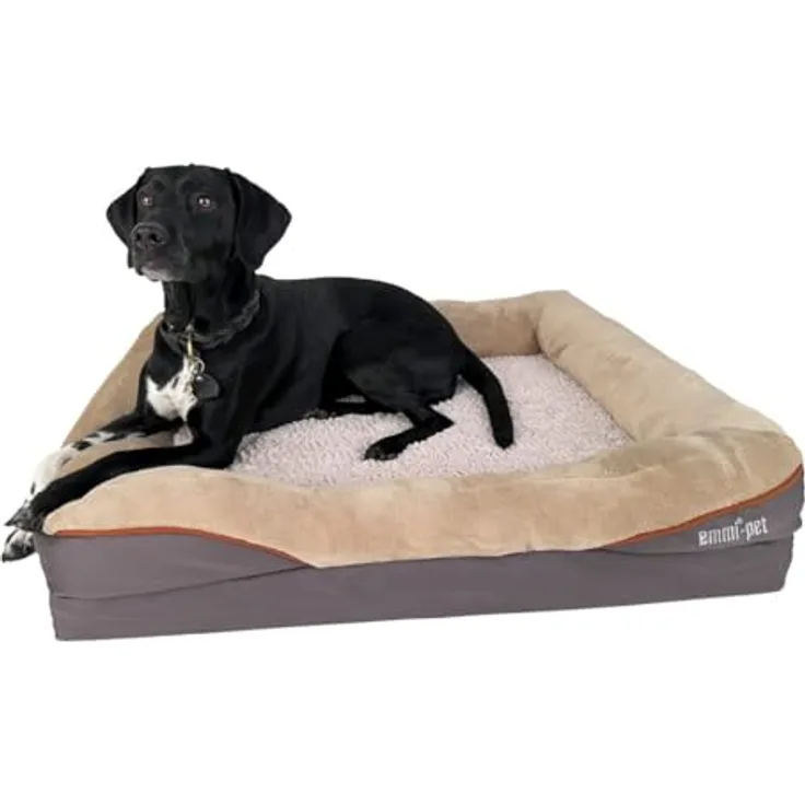 Emmi-pet Orthopädisches Hundebett, Ergonomisches Hundesofa für sehr große Hunde, 120x85x25cm, waschbar, rutschfest, langlebig & atmungsaktiv, körperformanpassend