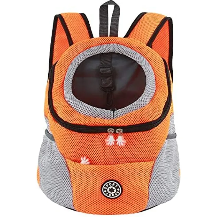M MUNCASO Hundetrage-Rucksack für kleine Haustiere, atmungsaktives Head-Out-Design, verstellbare Träger, wasserdichter Boden, Medium für Hunde bis 6 kg
