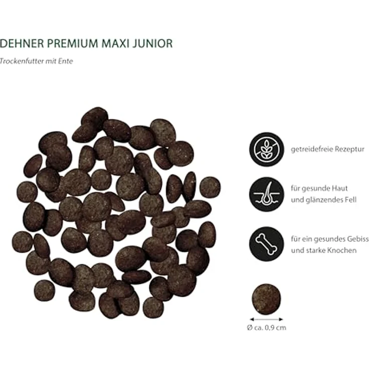 Dehner Premium Hundefutter Maxi Junior, getreidefreies Trockenfutter für große Rassen, Ente / Lamm / Kartoffel, 12.5 kg – Bild 2