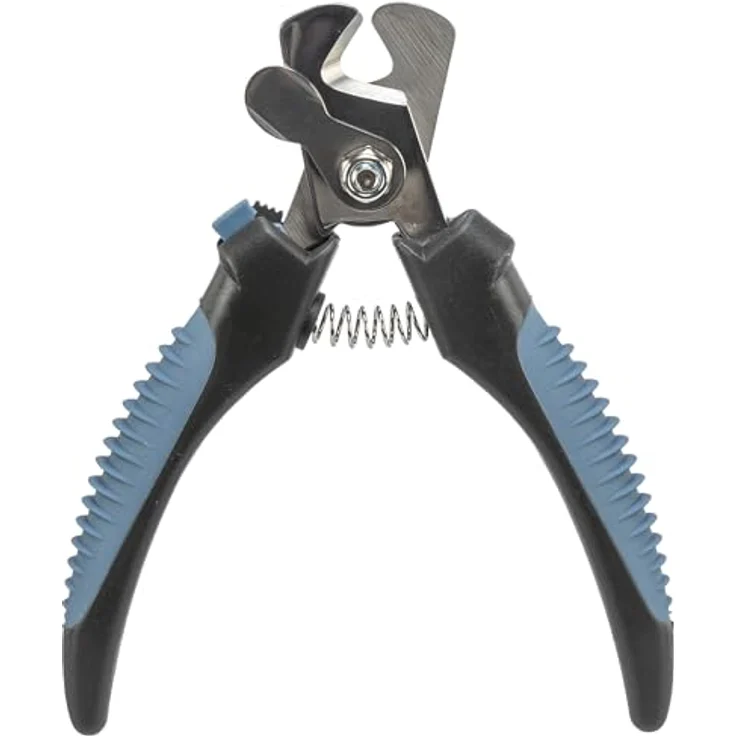 TRIXIE Krallenschere für Hunde, Katzen, Kleintiere und Vögel, Edelstahl mit Sicherheitsverschluss, Begrenzungssystem, gummierte Kunststoffgriffe, schwarz/blau, 13 cm - 2371 – Bild 3