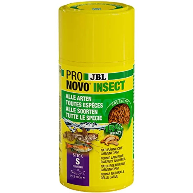 JBL PRONOVO INSECT STICK, Fischfutter-Sticks für Aquarienfische 3-10 cm, präbiotisch, 100 ml