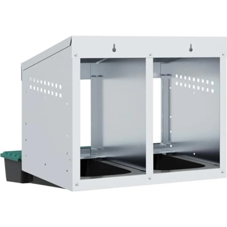 vidaXL Hühnerstall Hühner-Nistkasten, 2 Fächer, Wandmontage, verzinkter Stahl, Farben: Silber, Dunkelgrün, Schwarz, für Innen- und Außenbereich – Bild 7