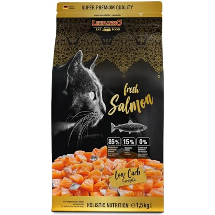Leonardo Fresh Salmon und Poultry, Katzen-Trockenfutter mit extra viel frischem Fleisch, 1,5kg – Bild 1