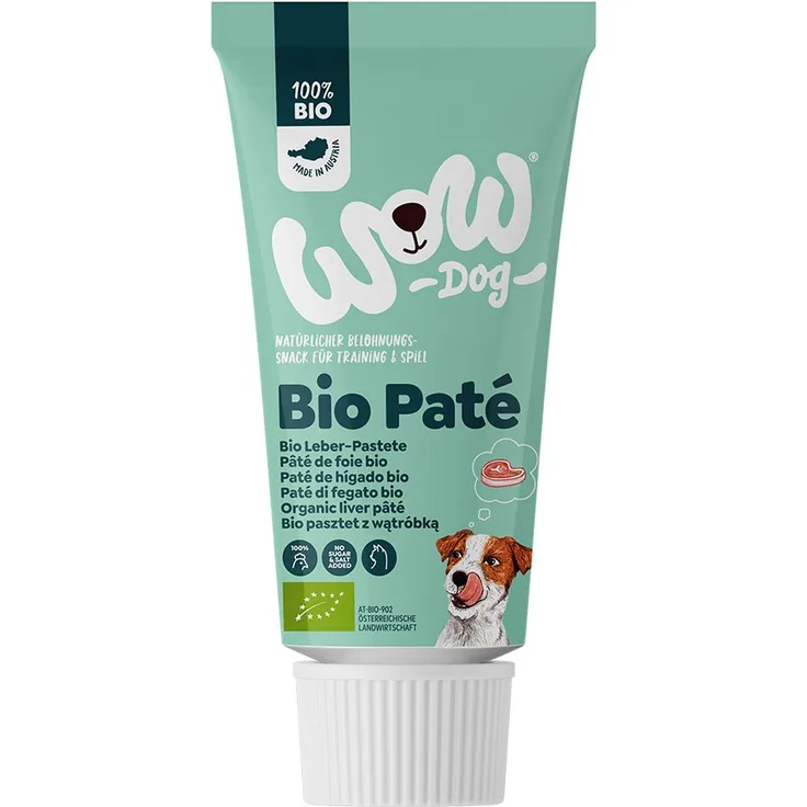 WOW! Dog BIO Leberpastete 80g, Ergänzungsfuttermittel für Hunde