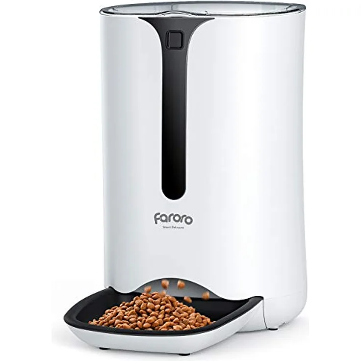 Faroro 7L Futterautomat für Katzen, Futterspender mit Timer für bis zu 5 Mahlzeiten, Portionskontrolle, 10s Sprachaufzeichnung, geeignet für kleine und mittelgroße Haustiere