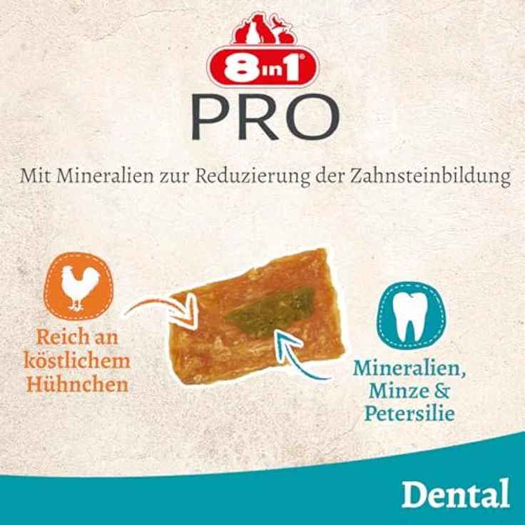 8in1 Fillets Pro - pro breath, zuckerfreier Hundesnack mit hochwertigem Geflügel, Größe S, 80 g – Bild 4