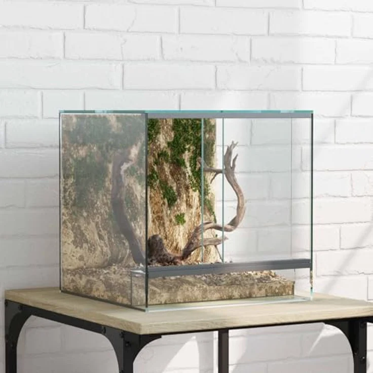 vidaXL Reptilien- und Amphibienhabitat, 30 x 30 x 30 cm, Weißes Glas, 360-Grad-Sicht, stapelbares Design, für Innen- und Außenbereich – Bild 2
