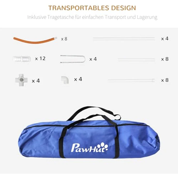 PawHut Agility Set Hunde, 4-teiliges Trainingszubehör mit Steckhürden und Slalomstangen, tragbare Oxford-Tasche, stabil und langlebig – Bild 5