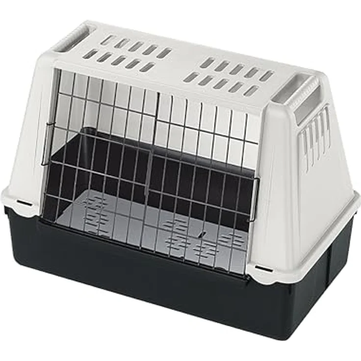 Ferplast Autotransportbox Atlas Car, Hunde-Transportbox mit abnehmbaren Gittertüren, grau, B 72 x T 41 x H 51 cm – Bild 1