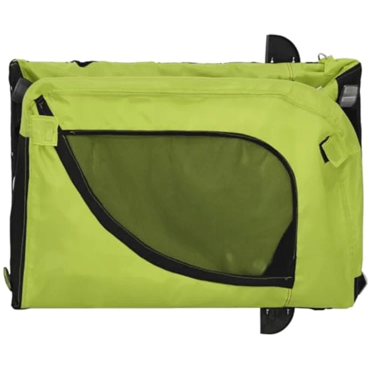 vidaXL Hunde-Transportbox Fahrradanhänger Hunde Grün und Schwarz Oxford-Gewebe und Eisen, Robuster Rahmen und komfortables Design – Bild 9
