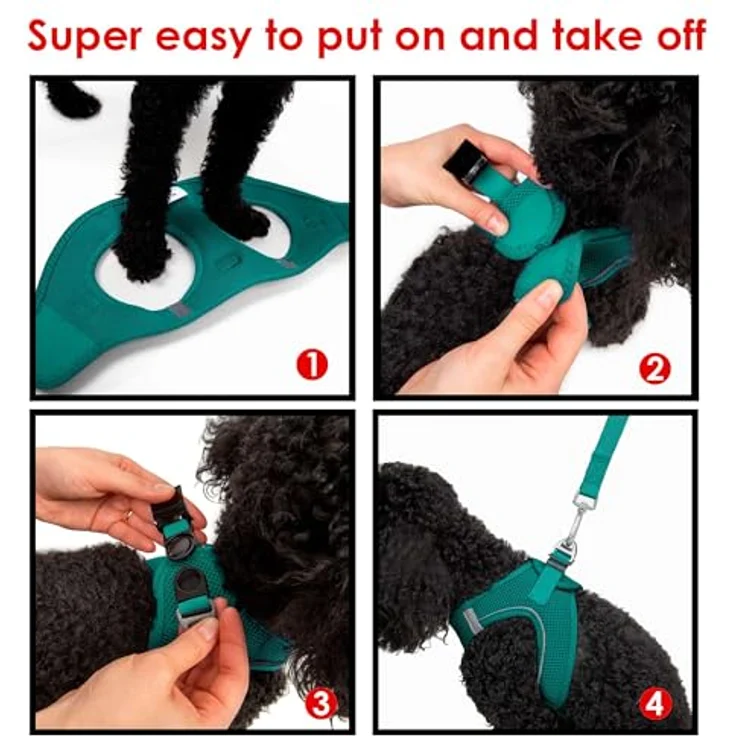Tailpetz Airmesh-Geschirr, leichtes und atmungsaktives No-Pull Hundegeschirr, Smaragd, 2XS – Bild 3