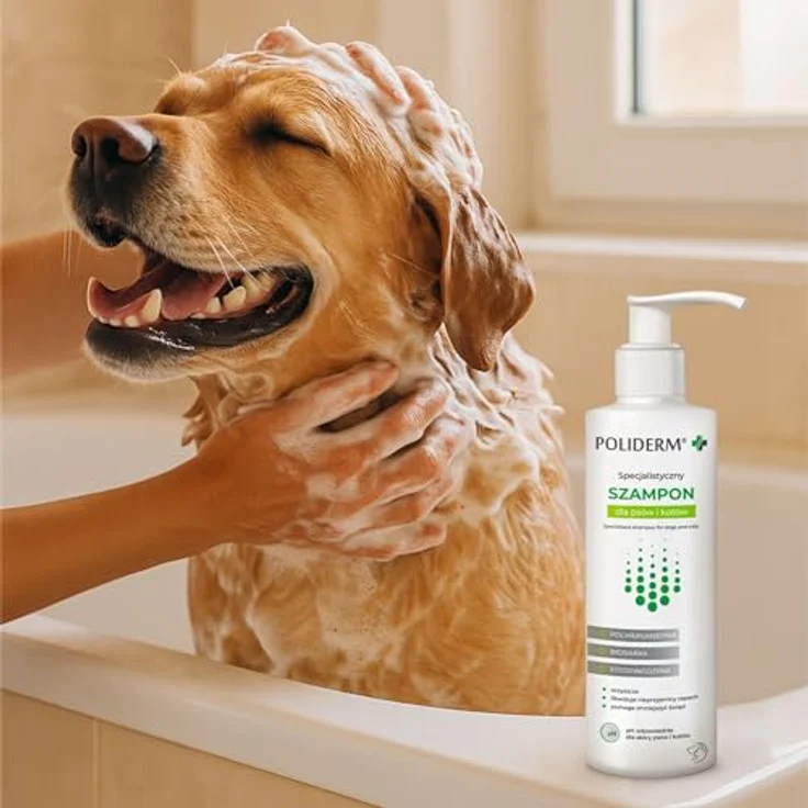 Poliderm Hundeshampoo sensitiv, medizinisches Shampoo gegen Juckreiz & Schuppen für Hunde & Katzen mit Polyhexanidin, Bioschwefel, Phytosphingosin – 250ml – Bild 2