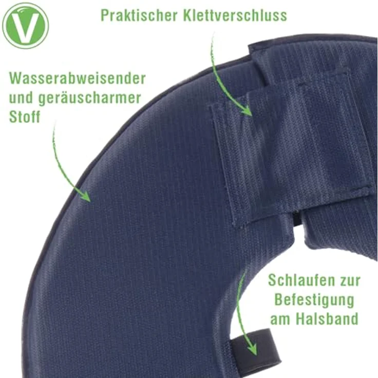 Vetlando Leckschutzkragen XS, Halskrause für Hunde & Katzen, wasserabweisend, waschbar, bequem, keine Sichtbehinderung, blau, Umfang 21-26cm, Durchmesser 26cm – Bild 3