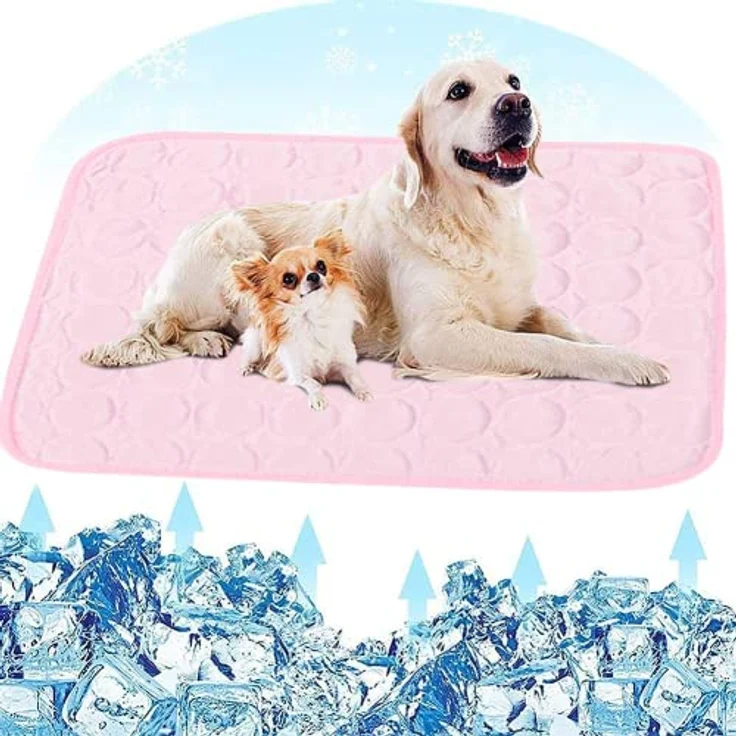 Fueegue Kühlmatte für Hunde, 70x100 cm, atmungsaktives Kühlkissen für Katzen, waschbar, rosa, XL – Bild 1