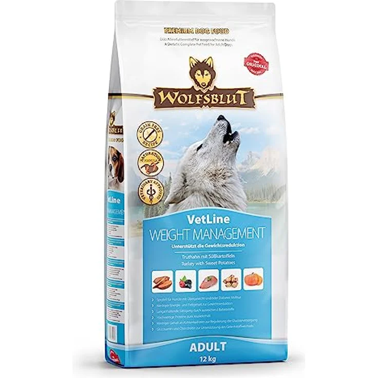 Wolfsblut VetLine Weight Management, Trockenfutter mit Truthahn und Süßkartoffeln für übergewichtige Hunde, 12kg – Bild 1