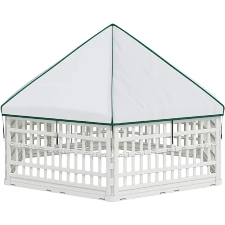 vidaXL Freigehege 6-Panel-Hundespielplatz, flexibles Kunststoffdesign, 177,5 x 154,5 x 112 cm, wetterbeständig, weiß – Bild 9