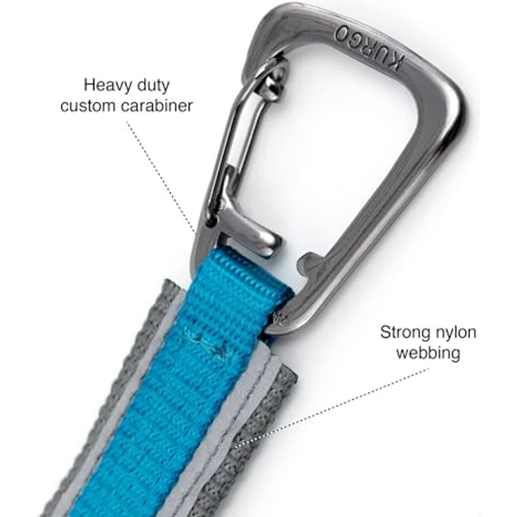 Kurgo Quantum Nylon Leine, 120-180 cm höhenverstellbar, blau, freihändiges Design für Hunde – Bild 4