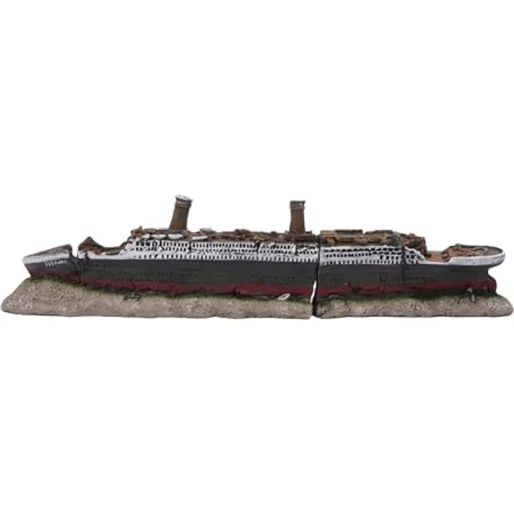 relaxdays Aquariendeko Titanic, detailreiches Schiffwrack aus ungiftigem Kunstharz, 9 x 38,5 x 5 cm, bunt