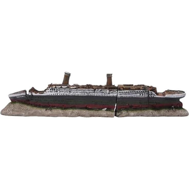 relaxdays Aquariendeko Titanic, detailreiches Schiffwrack aus ungiftigem Kunstharz, 9 x 38,5 x 5 cm, bunt – Bild 1