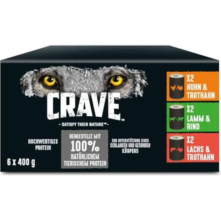 CRAVE Adult Hundefutter nass, ohne Getreide, 6x400g Dosen, Premium Nassfutter mit 100% natürlichem Protein, für Hunde mit sensibler Verdauung – Bild 2
