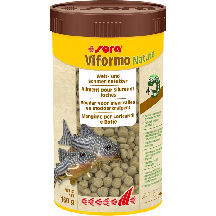 Sera Viformo Nature Futtertabletten, Hauptfutter für Welse und Bodenfische, 2 x 250 ml, ohne Farb- und Konservierungsstoffe